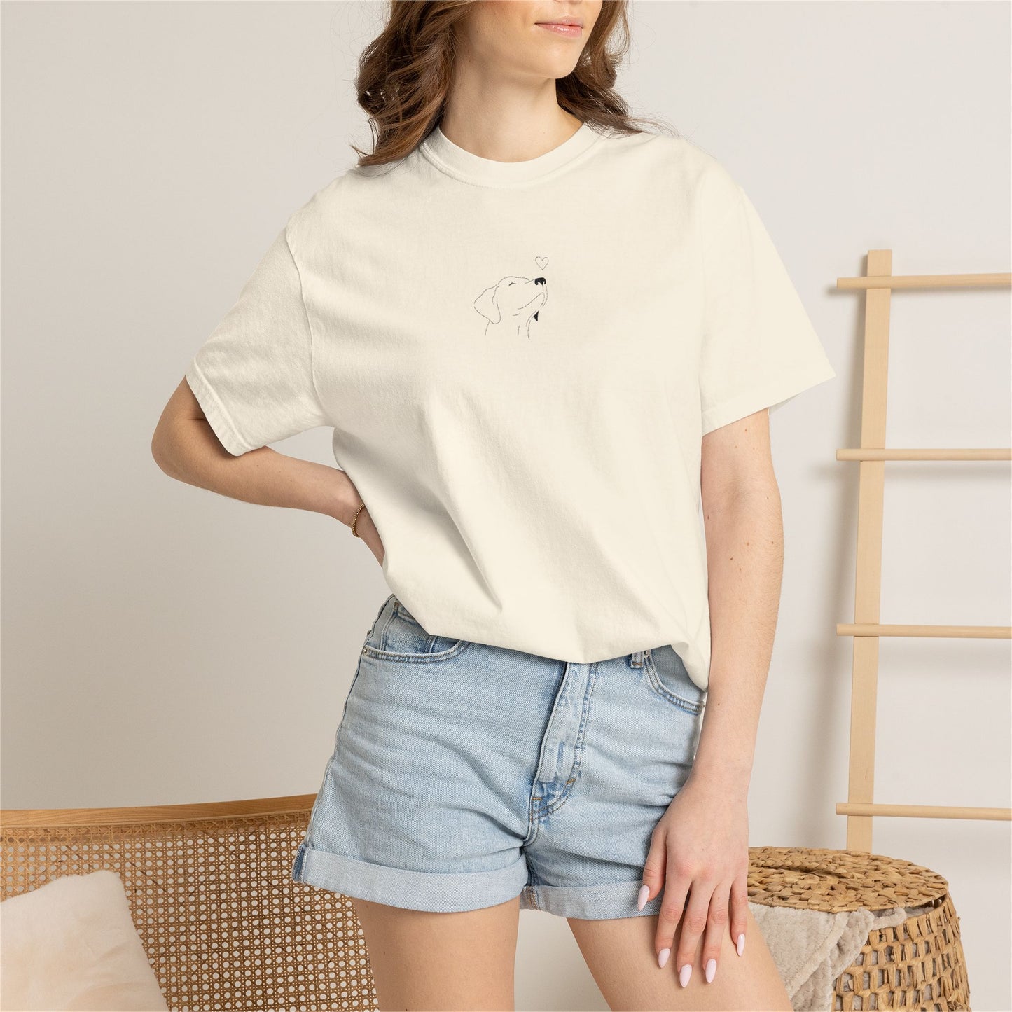 Minimalist White T-Shirt with Tiny Dandelion Graphic