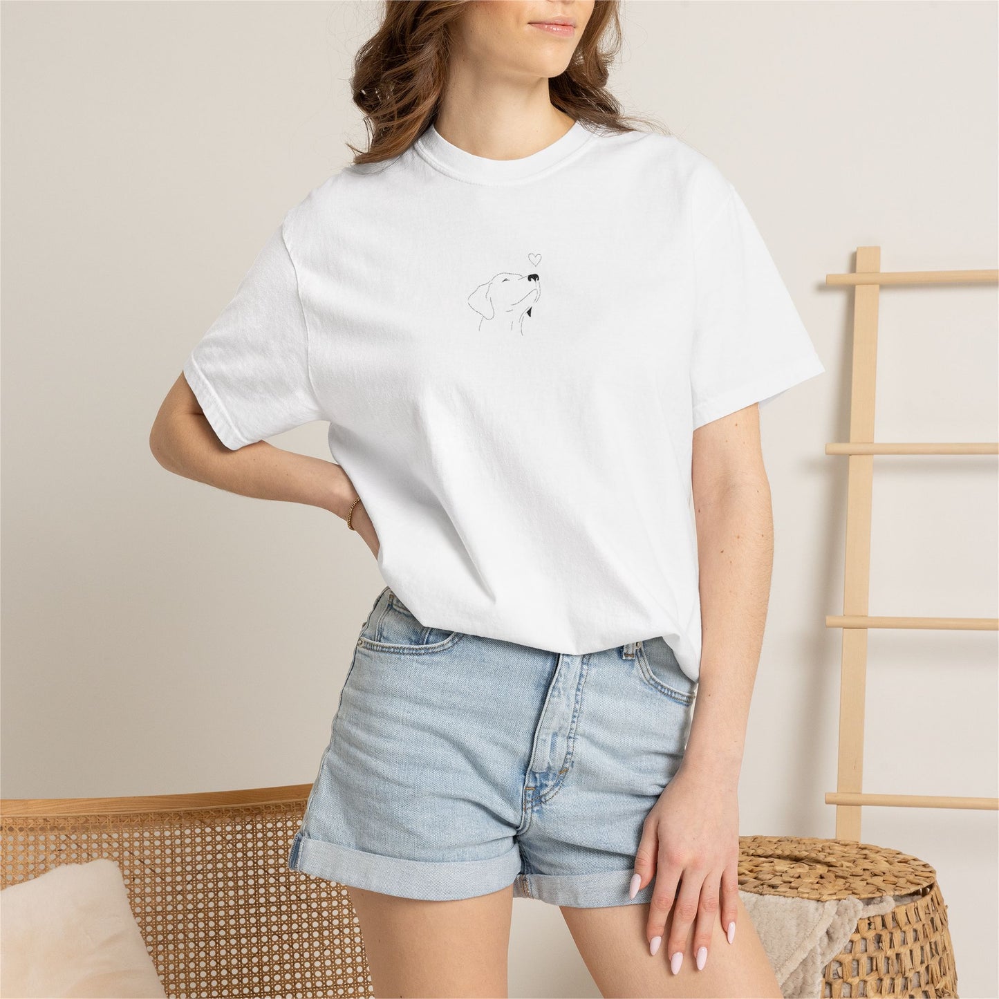 Minimalist White T-Shirt with Tiny Dandelion Graphic