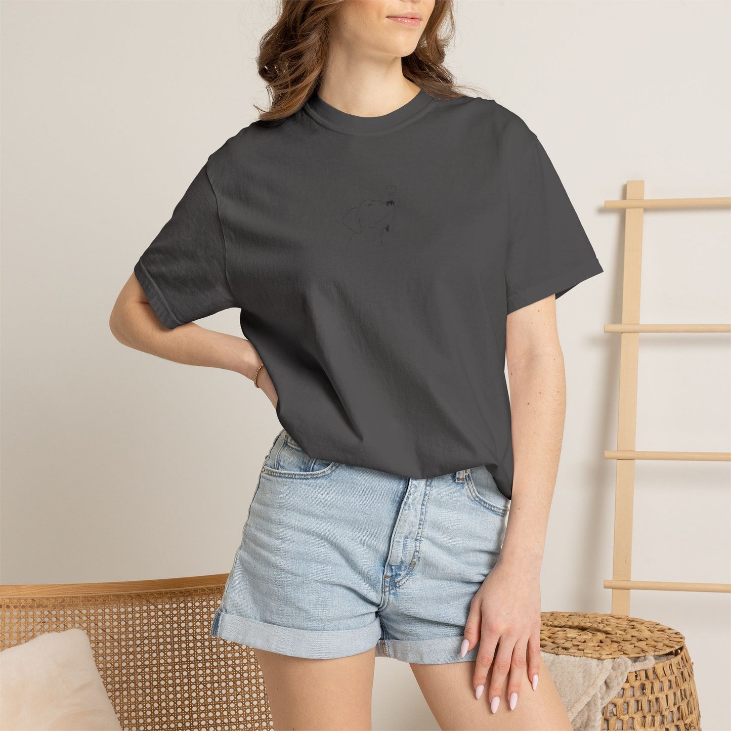 Minimalist White T-Shirt with Tiny Dandelion Graphic