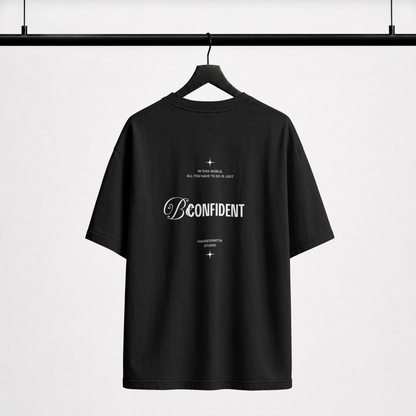 "Be Confident" Graphic Tee – Minimalist "Grow In Silence" Oversized Back Print T-Shirt