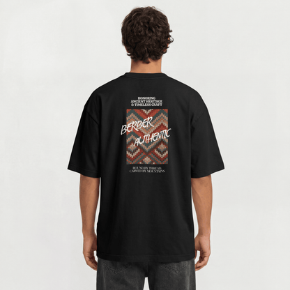 "Berber Authentic" Moroccan Pattern Graphic Tee – Heritage Back Print T-Shirt