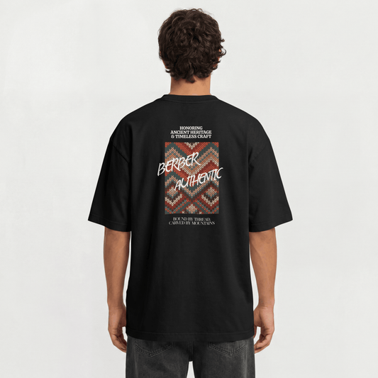 "Berber Authentic" Moroccan Pattern Graphic Tee – Heritage Back Print T-Shirt