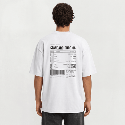"Standard Drop 06" Spec Label Graphic Tee – Techwear Oversized T-Shirt