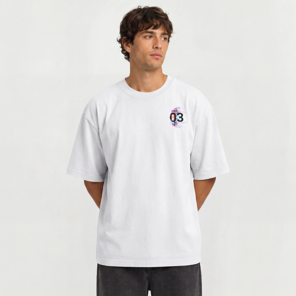 "Life Moves Stay Focused" Cyber Glitch Graphic Tee – Oversized Back Print T-Shirt