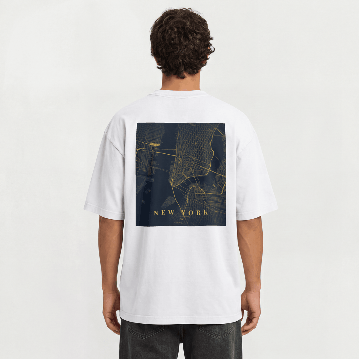Custom City Map Graphic Tee – Personalizable Metallic Gold Street Map T-Shirt