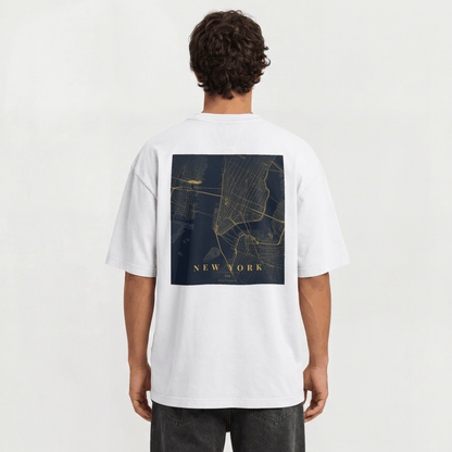 Custom City Map Graphic Tee – Personalizable Metallic Gold Street Map T-Shirt