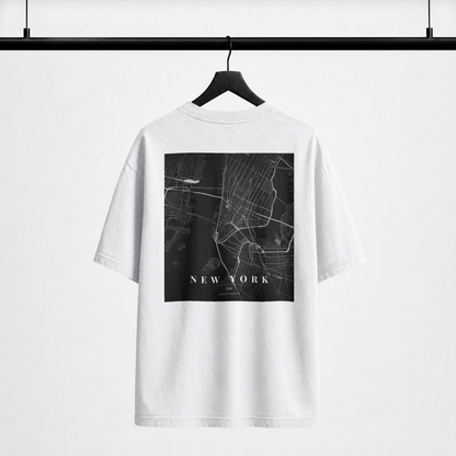 Custom City Map T-Shirt – Silver Monochrome Street Map Print Tee