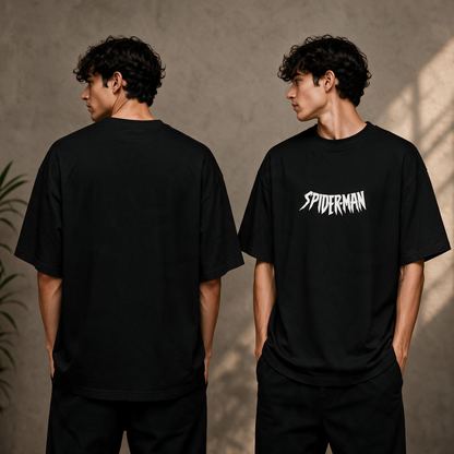 "Spiderman" Jagged Font Graphic Tee – Minimalist Streetwear Heavyweight T-Shirt