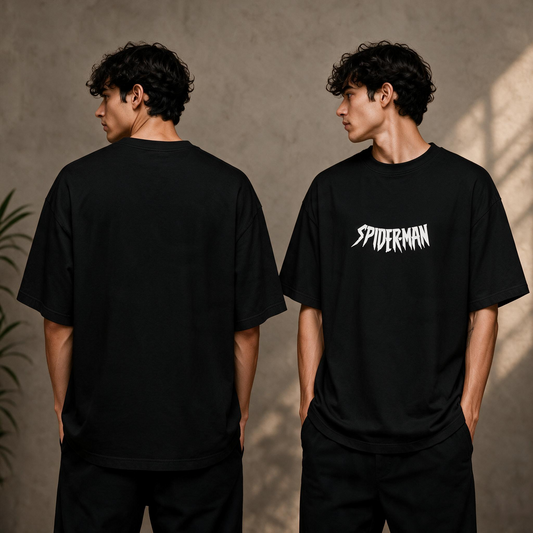 "Spiderman" Jagged Font Graphic Tee – Minimalist Streetwear Heavyweight T-Shirt