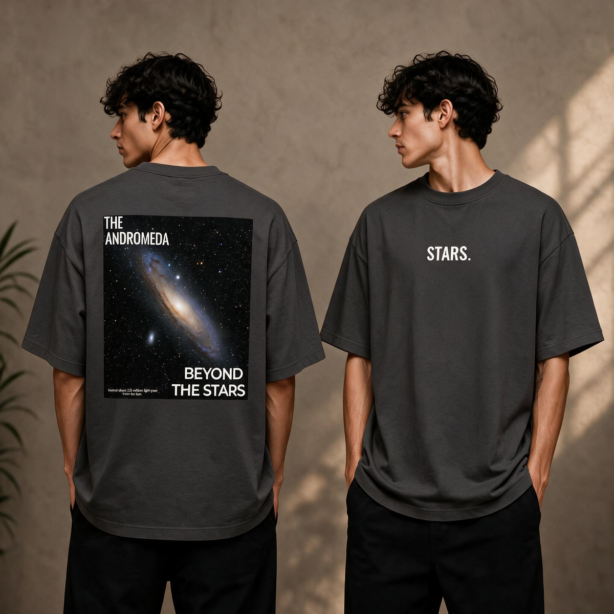 "The Andromeda / Beyond The Stars" Cosmic Graphic Tee – Heavyweight Boxy T-Shirt
