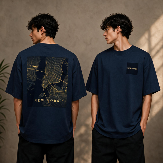 Custom City Map Graphic Tee – Personalizable Metallic Gold Street Map T-Shirt