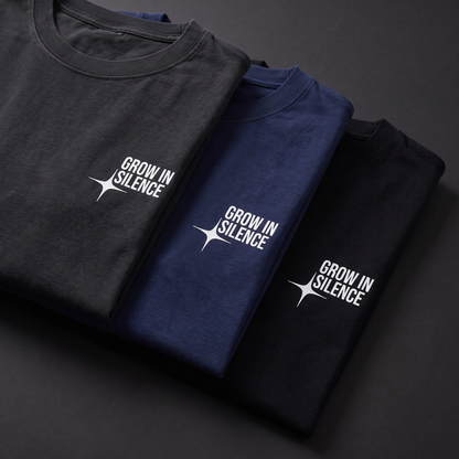 "Be Confident" Graphic Tee – Minimalist "Grow In Silence" Oversized Back Print T-Shirt