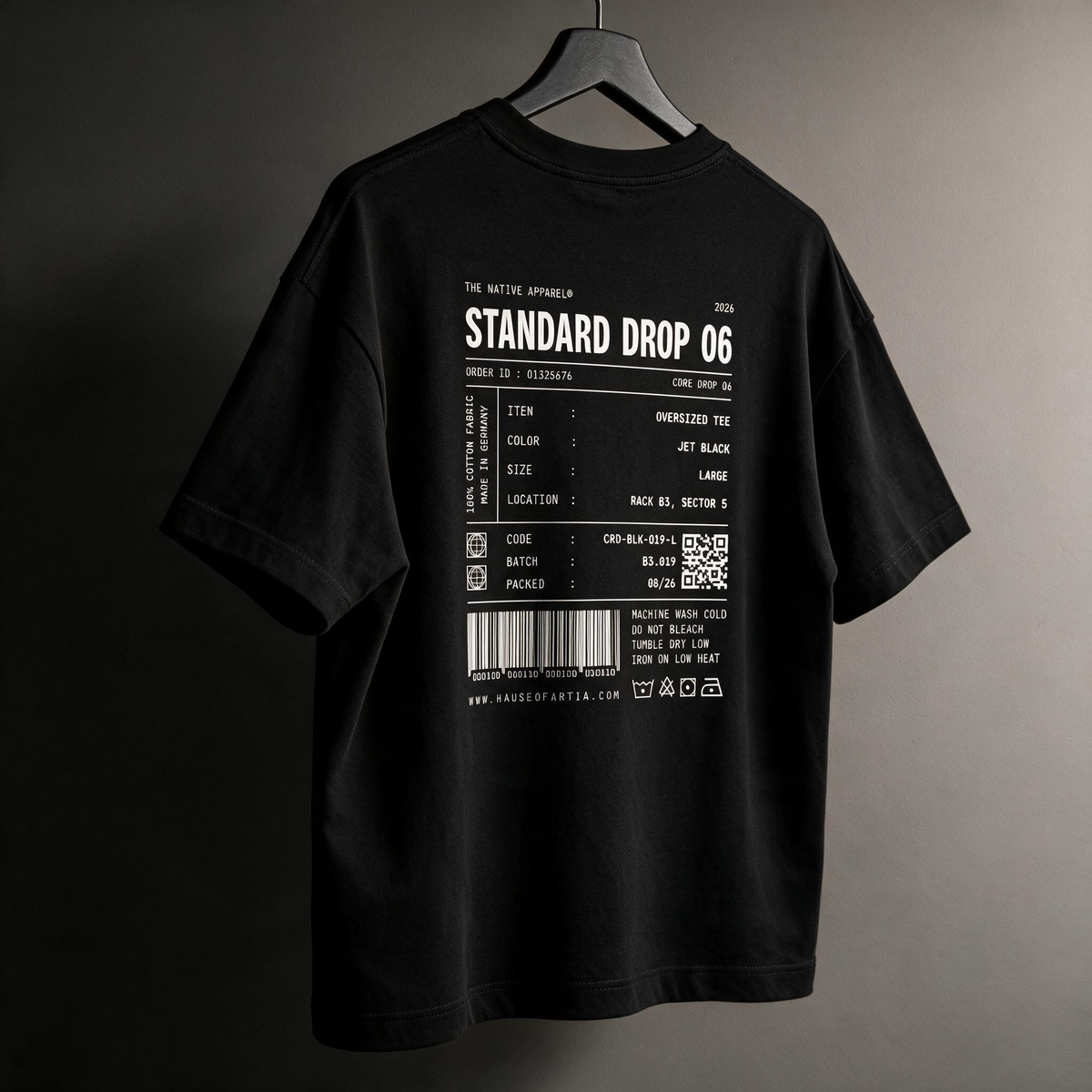 "Standard Drop 06" Spec Label Graphic Tee – Techwear Oversized T-Shirt