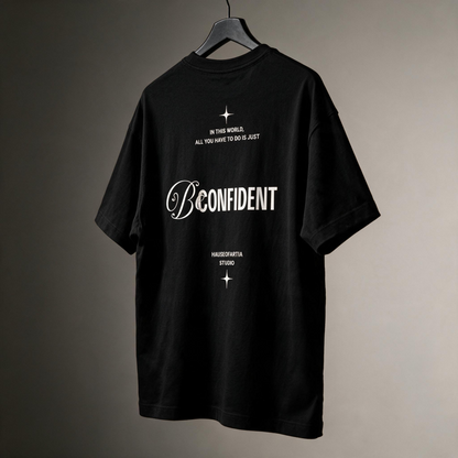 "Be Confident" Graphic Tee – Minimalist "Grow In Silence" Oversized Back Print T-Shirt
