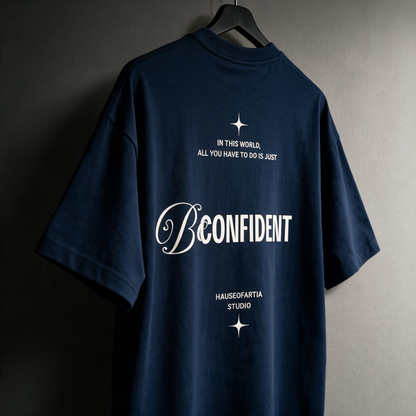 "Be Confident" Graphic Tee – Minimalist "Grow In Silence" Oversized Back Print T-Shirt