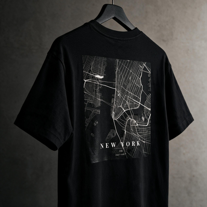 Custom City Map T-Shirt – Silver Monochrome Street Map Print Tee