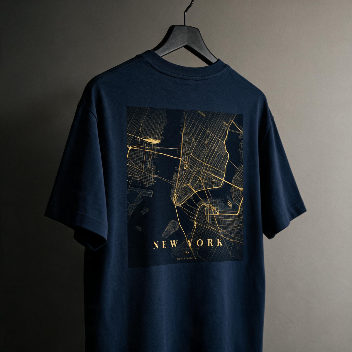 Custom City Map Graphic Tee – Personalizable Metallic Gold Street Map T-Shirt