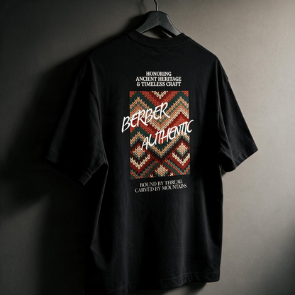 "Berber Authentic" Moroccan Pattern Graphic Tee – Heritage Back Print T-Shirt