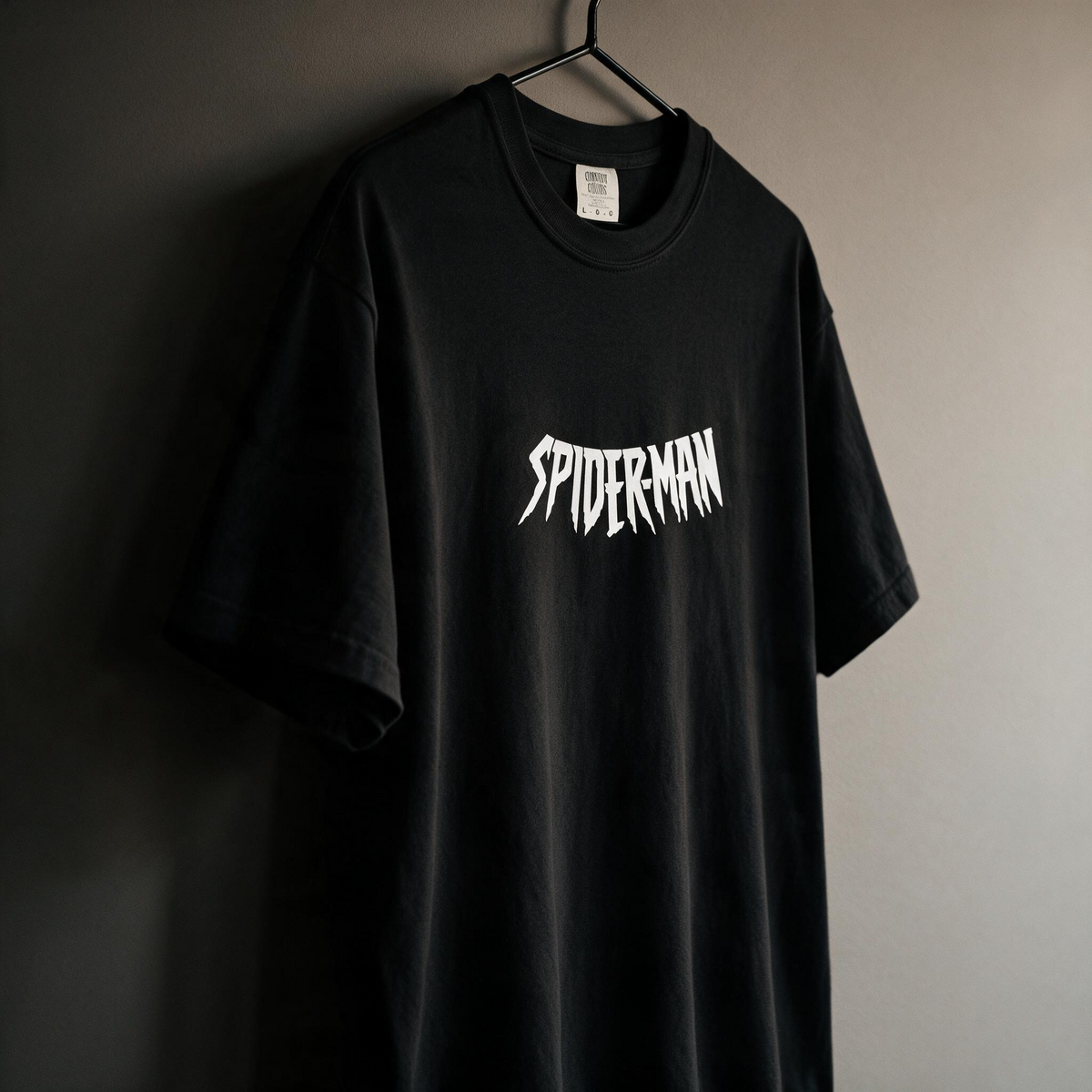 "Spiderman" Jagged Font Graphic Tee – Minimalist Streetwear Heavyweight T-Shirt
