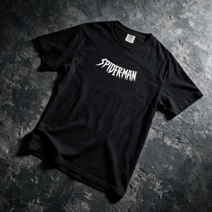 "Spiderman" Jagged Font Graphic Tee – Minimalist Streetwear Heavyweight T-Shirt