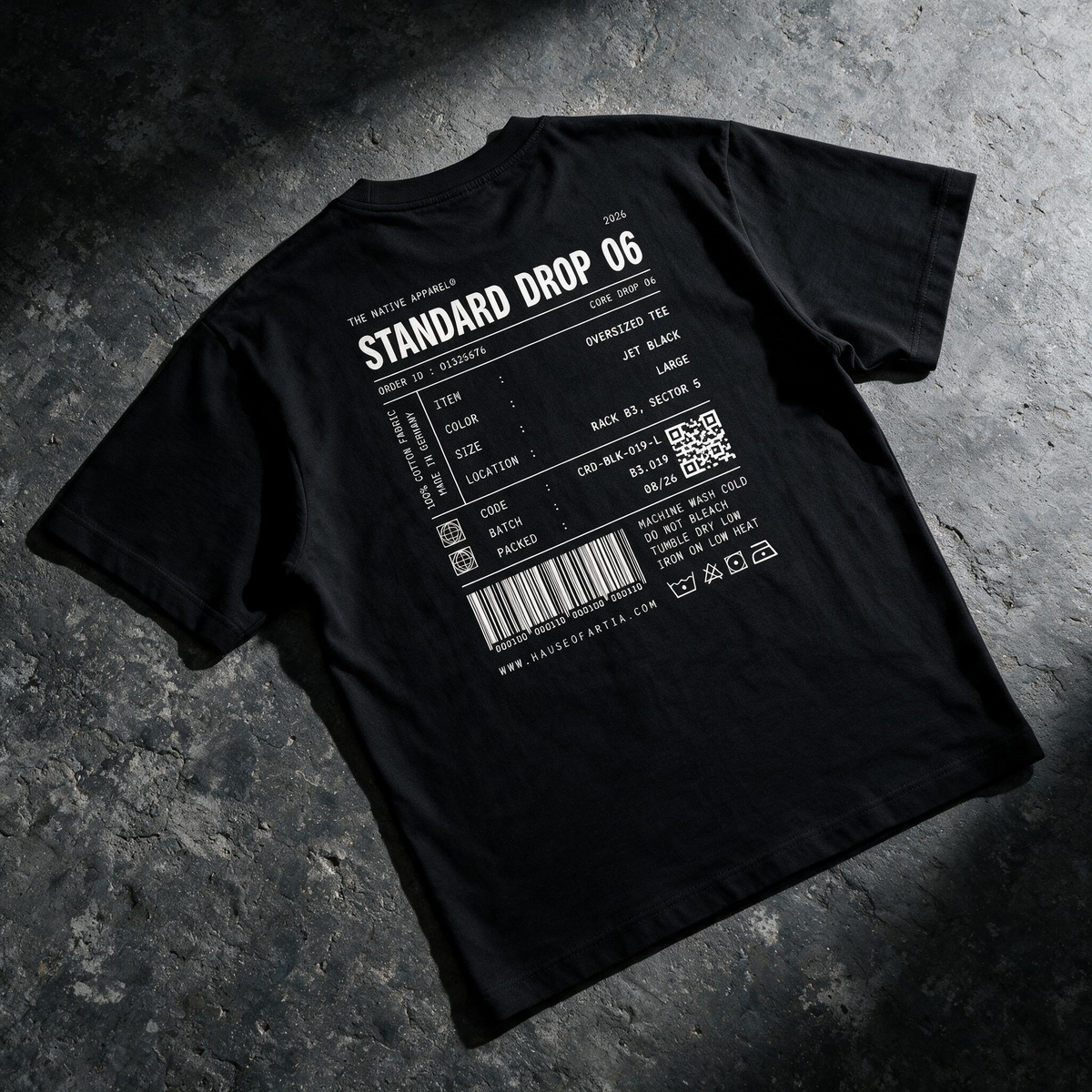 "Standard Drop 06" Spec Label Graphic Tee – Techwear Oversized T-Shirt