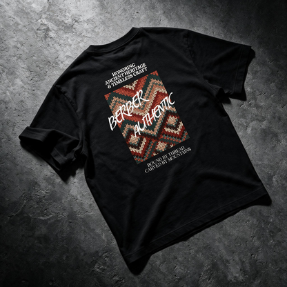 "Berber Authentic" Moroccan Pattern Graphic Tee – Heritage Back Print T-Shirt