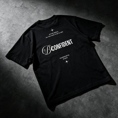 "Be Confident" Graphic Tee – Minimalist "Grow In Silence" Oversized Back Print T-Shirt