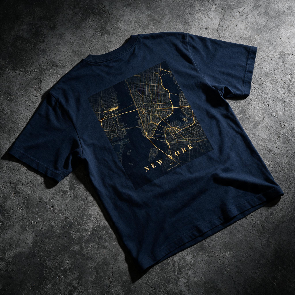 Custom City Map Graphic Tee – Personalizable Metallic Gold Street Map T-Shirt