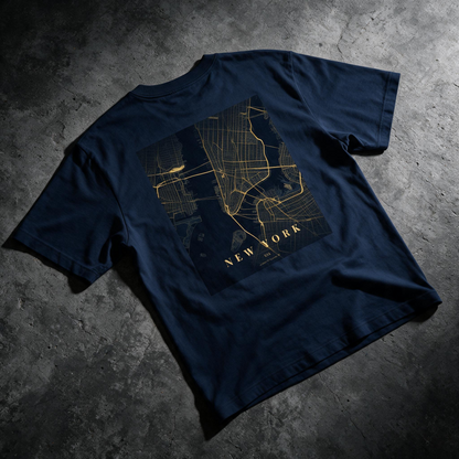 Custom City Map Graphic Tee – Personalizable Metallic Gold Street Map T-Shirt