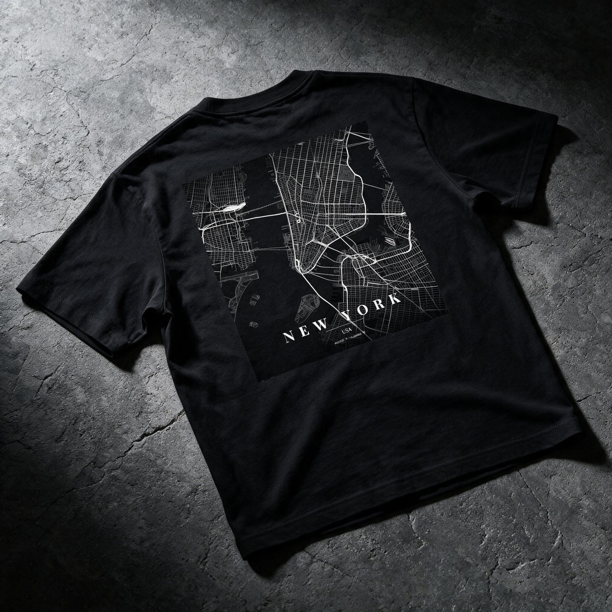Custom City Map T-Shirt – Silver Monochrome Street Map Print Tee