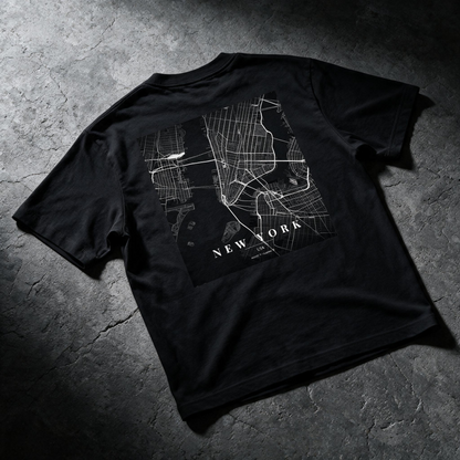 Custom City Map T-Shirt – Silver Monochrome Street Map Print Tee